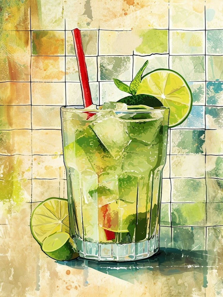 Mojito Watercolour Tiled 2