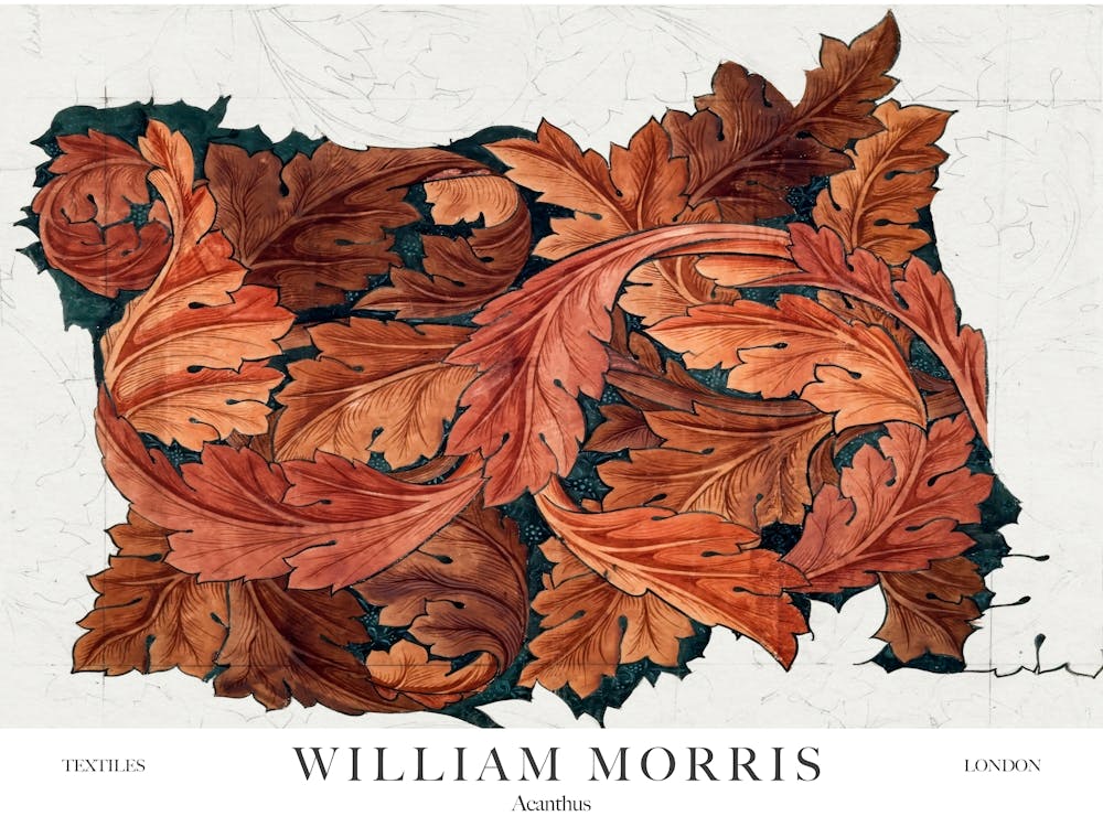 William Morris Prints Acanthus Autumn Fall Leaves Original Landscapes Landscape Botanical Vintage