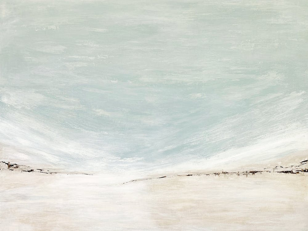 Vacation - Blue Beige Abstract Landscape Painting