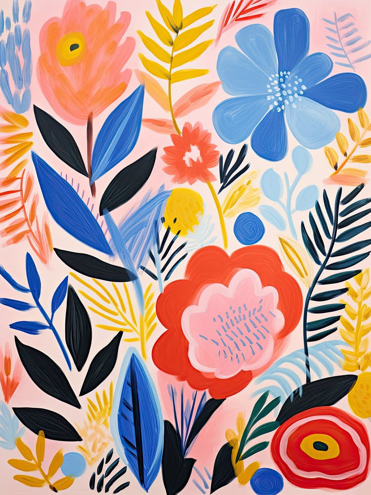 Flowers 61, Matisse style, Floral texture