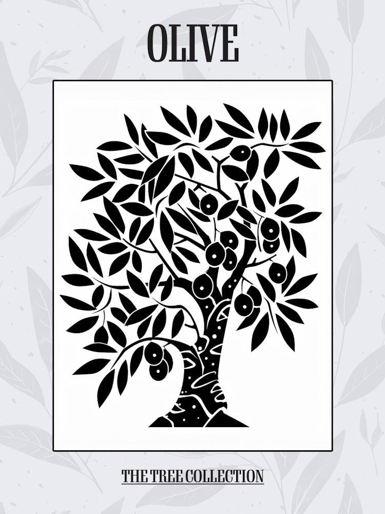 Olive Tree Simple Geometric Nature Stencil 1 Poster
