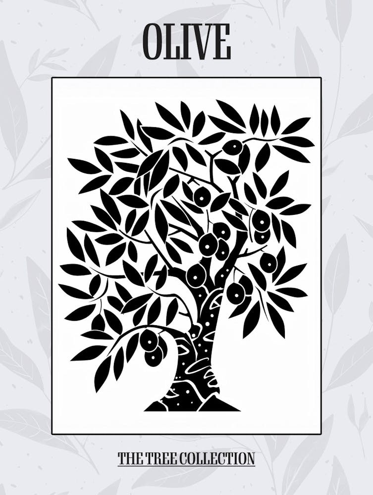 Olive Tree Simple Geometric Nature Stencil 1 Poster