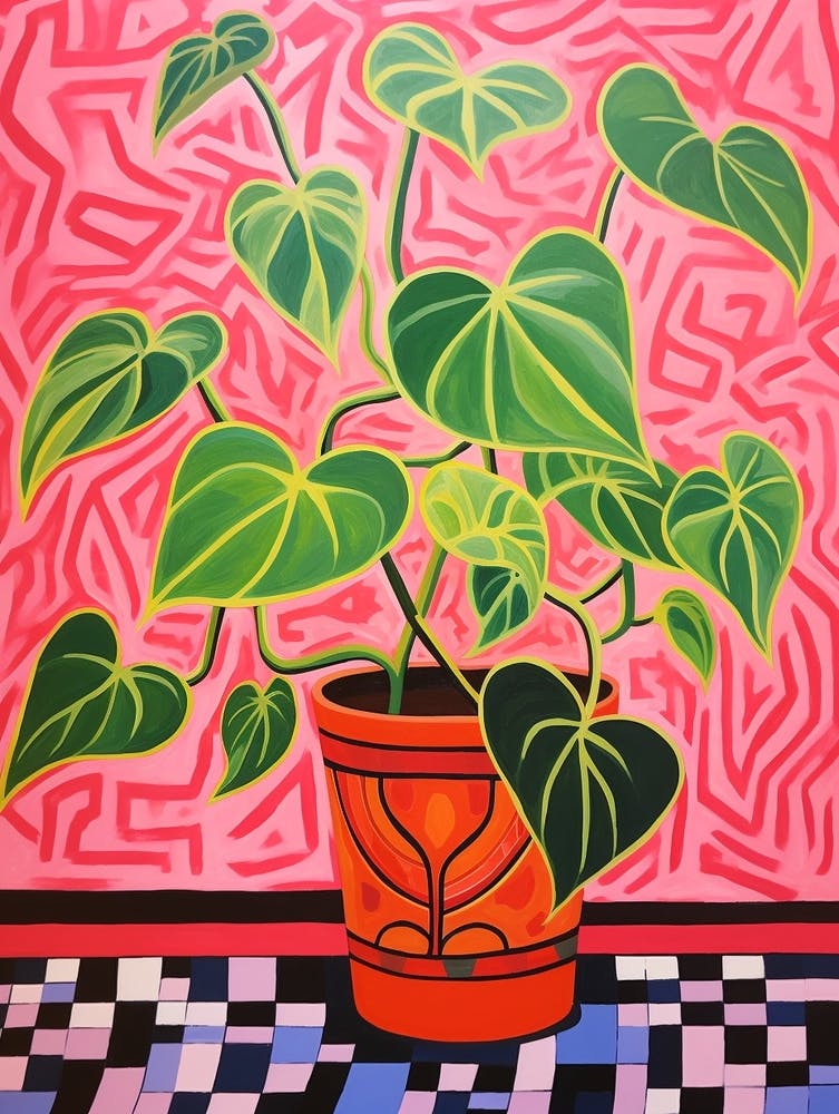 Plante rose et rouge - Illustration Pothos 4