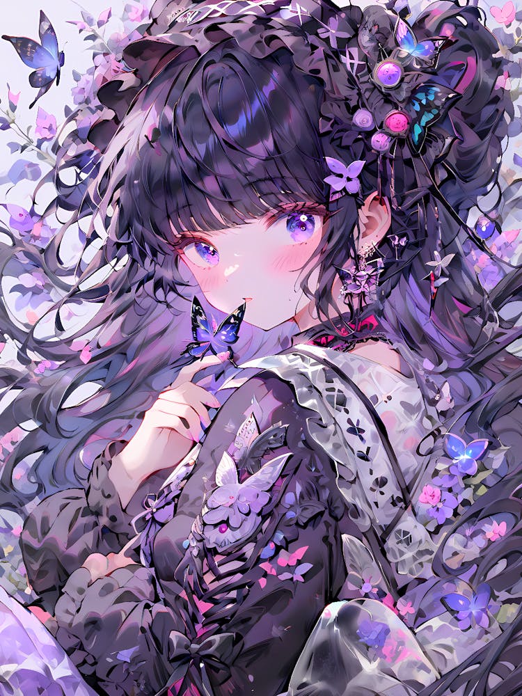 Anime Girl With Flowers