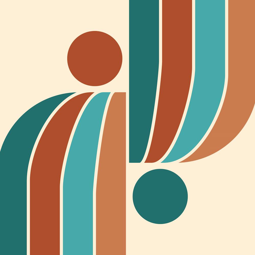 Arch Midcentury Modern Abstract Pattern Vix In Terracotta Teal 02