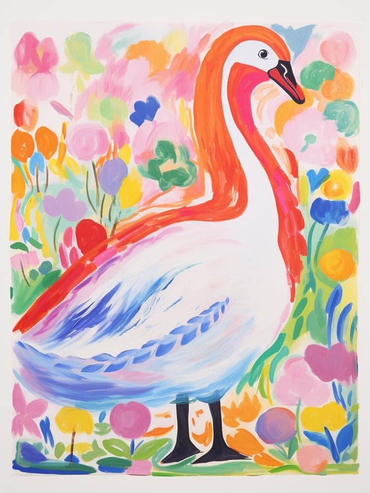 Colourful Bird Painting Swan 1