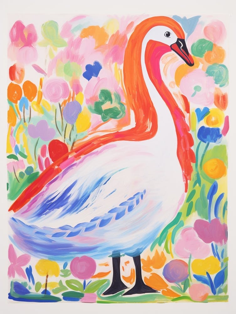 Colourful Bird Painting Swan 1