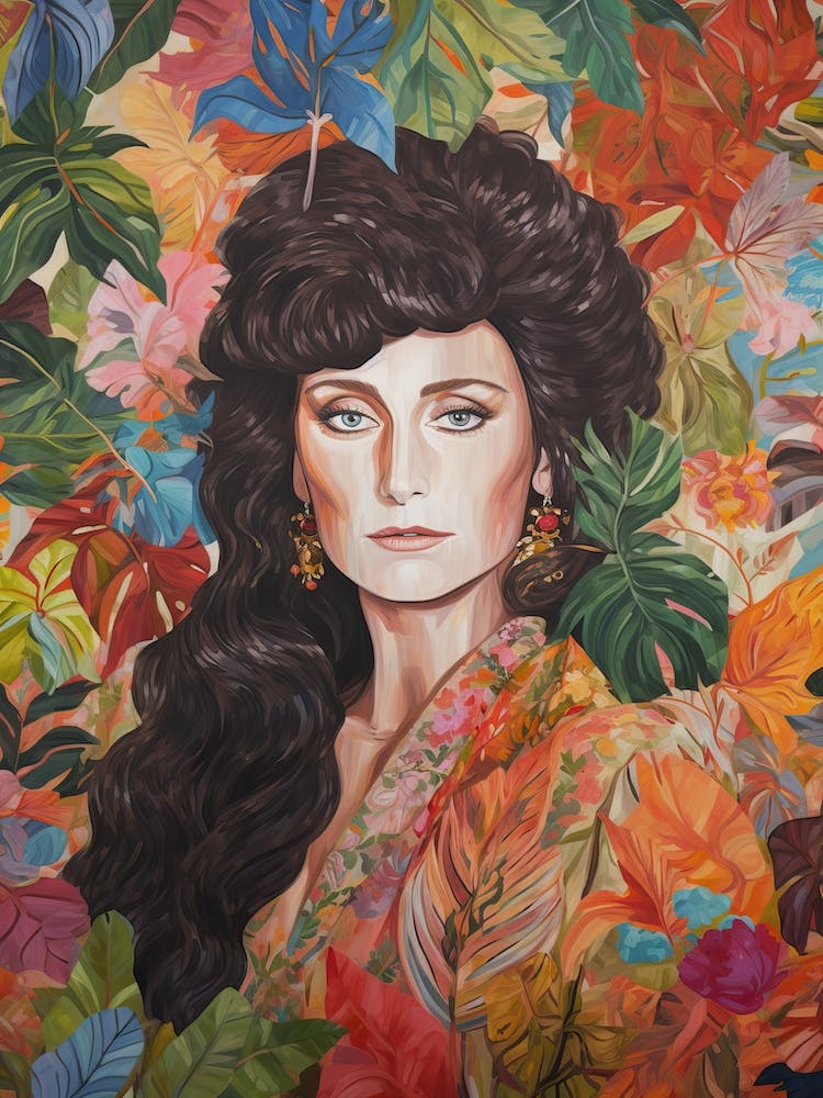 Floral Handpainted Portrait Of Cher 1