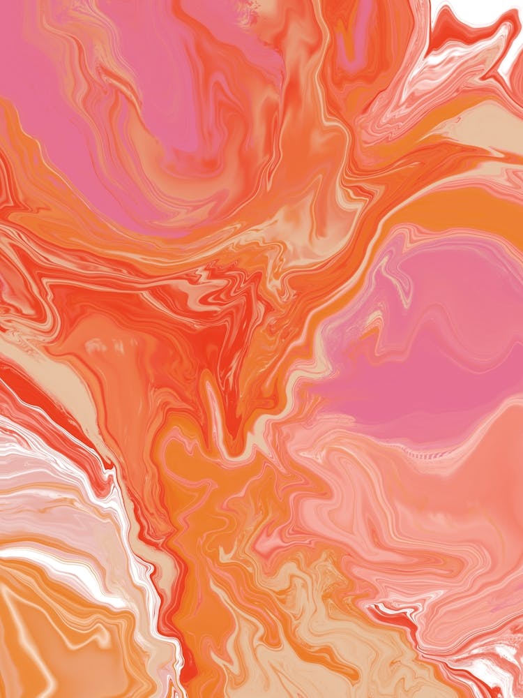Orange Pink Marble Abstract Painting