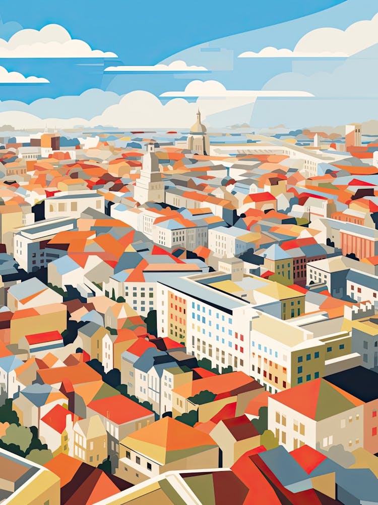 Dublin, Ireland, Geometric Illustration 1