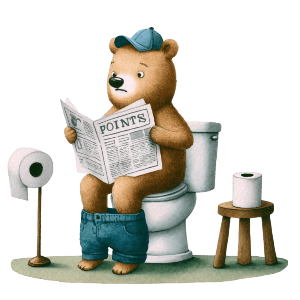 Bear Reading Newspaper on Toilet 1