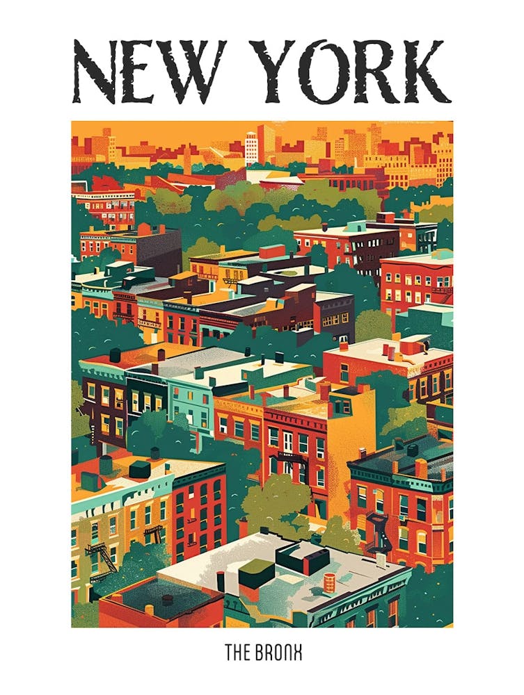 The Bronx New York Colourful Silkscreen Illustration 2 Poster