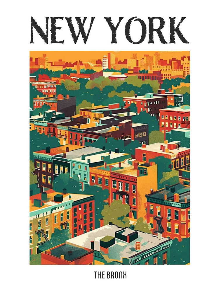 The Bronx New York Colourful Silkscreen Illustration 2 Poster