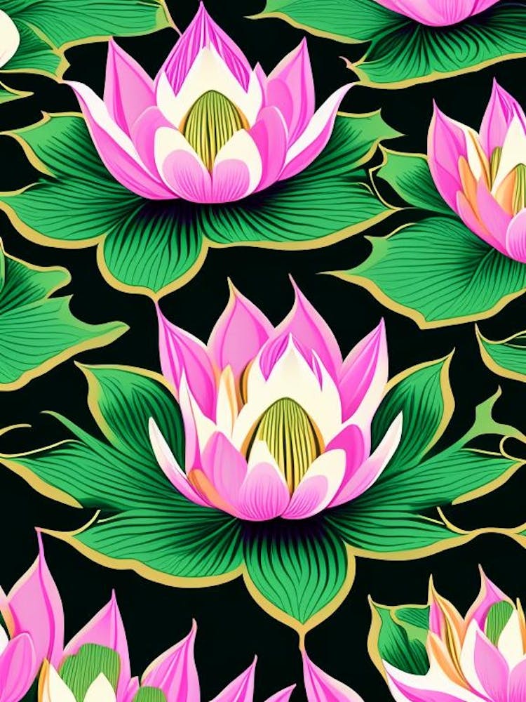 Lotus Flower Repeat Pattern Fauvism Matisse 5