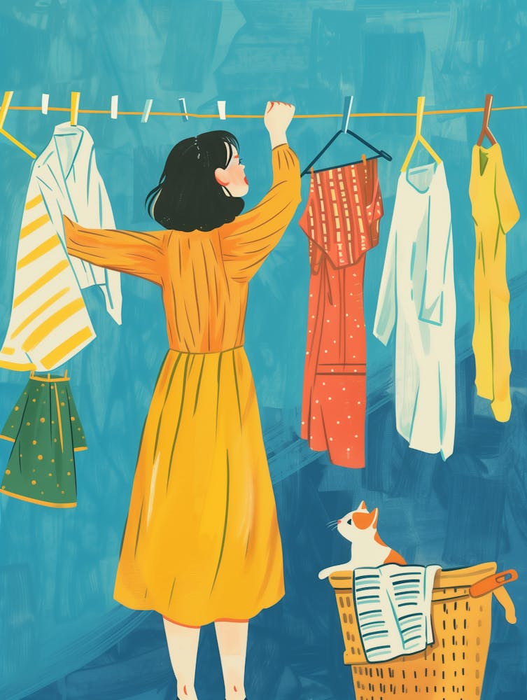 Laundry Day Feline Fun