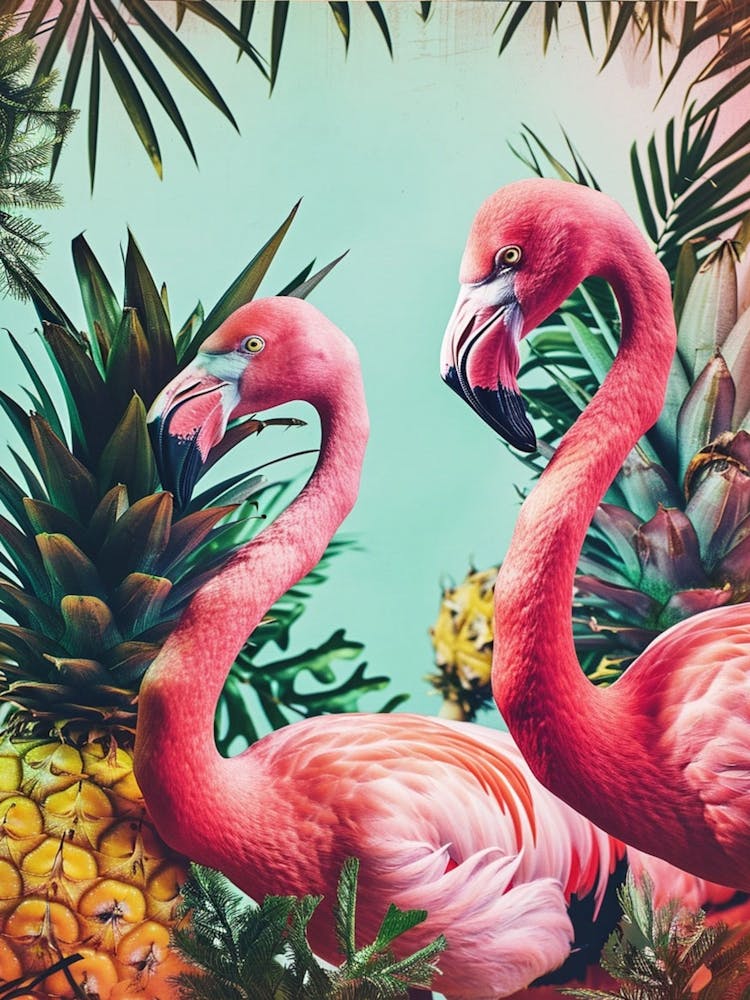 Retro Flamingo & Pineapple Polaroid Inspired 2