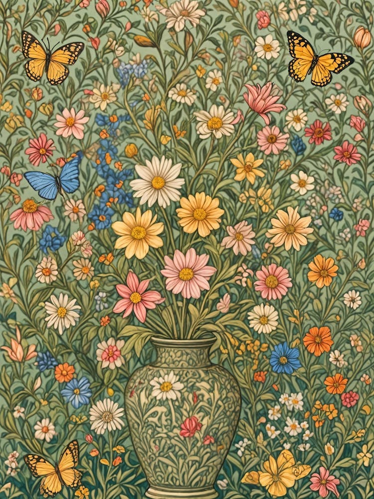 Blumenvase mit Schmetterlingen