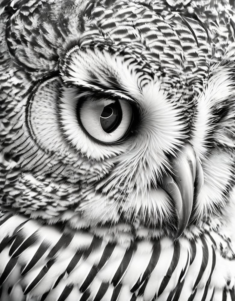 Close up of Black And White Owl