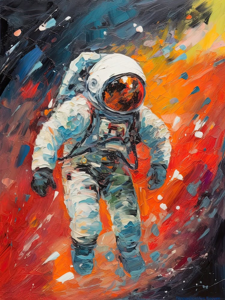 Astronaut Colourful Oil Painting 3