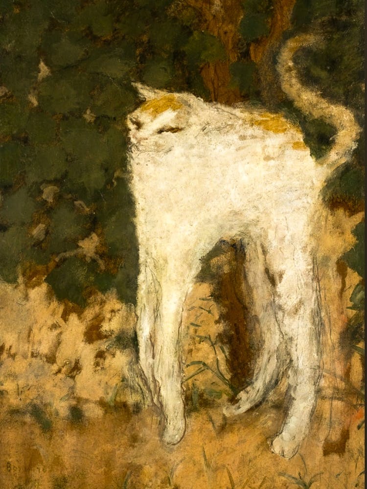 Le Chat blanc "The White Cat" 1894 Painting by Pierre Bonnard | Famous Funny Antique Art