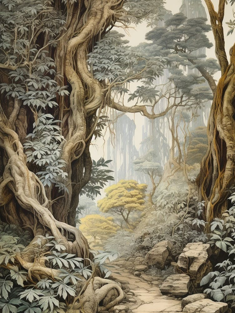 Vintage Jungle Botanical Illustration Ylang Ylang Tree 1