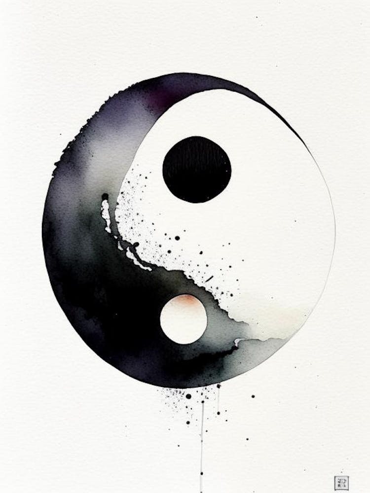 Minimal 1 Yin and Yang Japanese Ink
