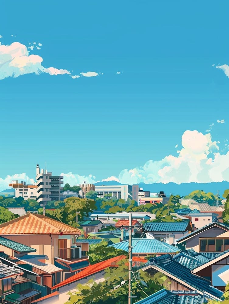 Sendai Japan Colourful Illustration