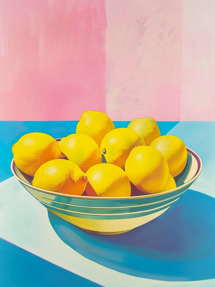 Lemons In A Bowl, Pink Pastel Colors, Food, Kitchen, Preppy Aesthetic, Trendy