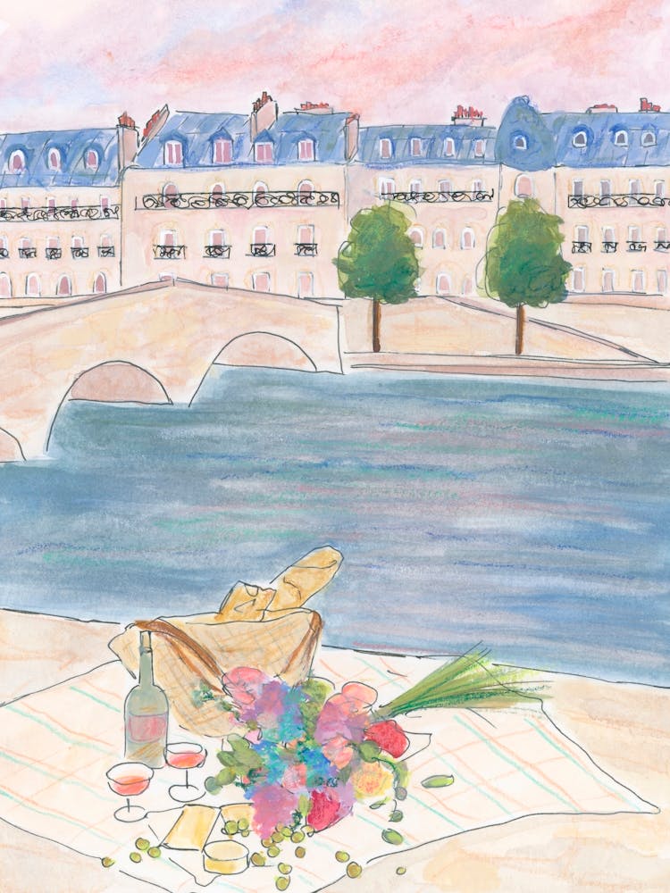 Sunset Picnic At The Seine In Paris