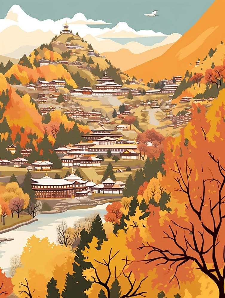 Bhutan 2 Travel Illustration