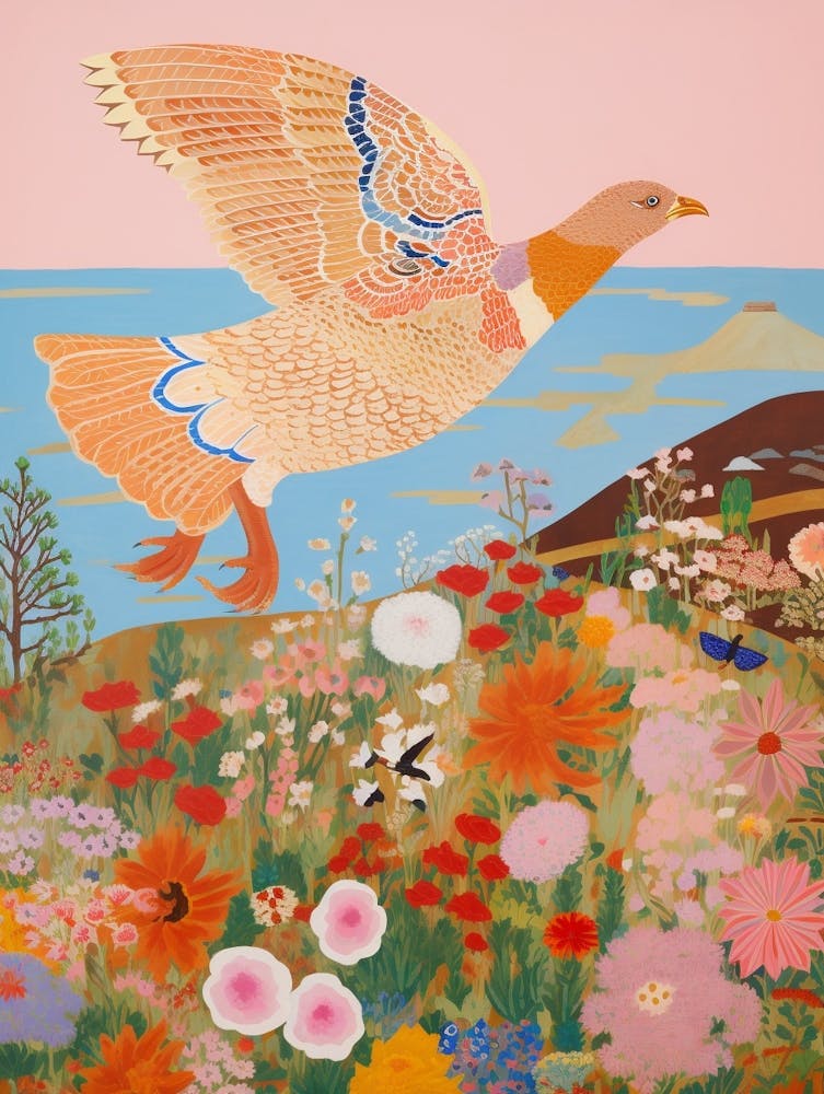 Maximalist Bird Painting Grouse 2