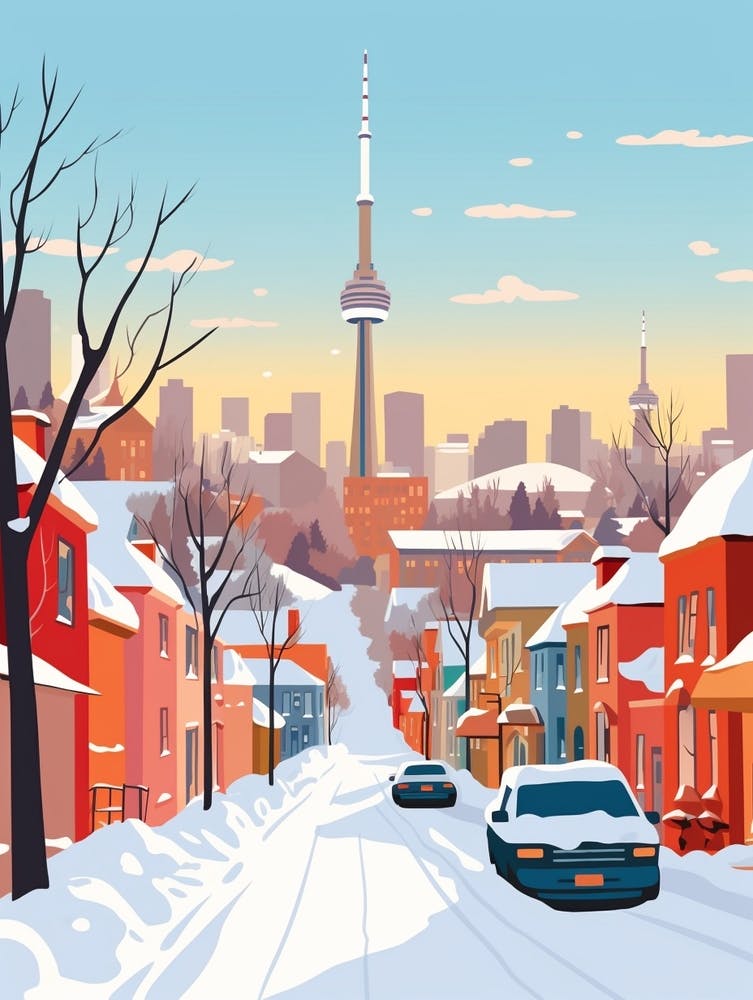 Retro Winter Illustration Toronto Canada