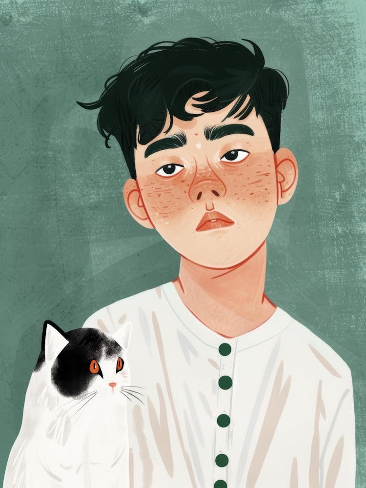 Boy With A Cat 2