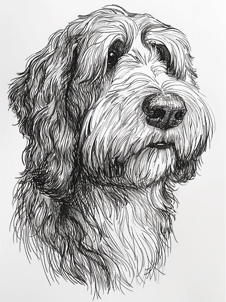 Old English Sheepdog Line Sketch 2