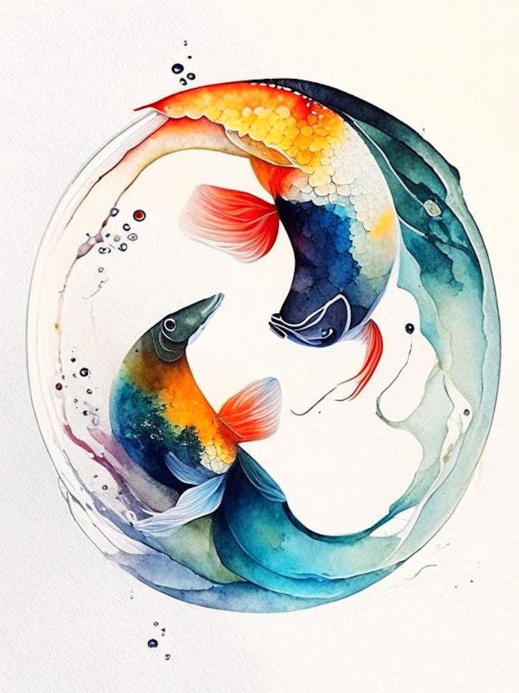 Fish Yin And Yang Watercolour