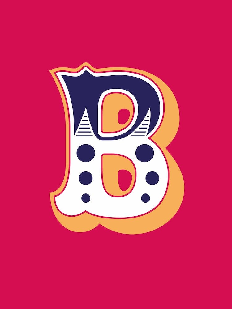 Decorative Showman Letter B Pink Blue Mustard