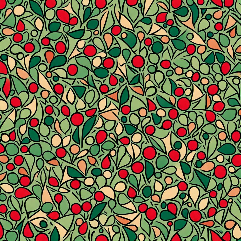 Seamless Pattern With Berries, A Pattern Featuring Abstract Geometric Shapes With Lines Rustic Green And Red Colors, Flat Art, 116