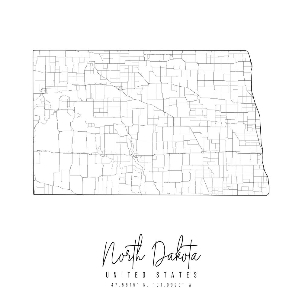 North Dakota Minimal Street Map Square