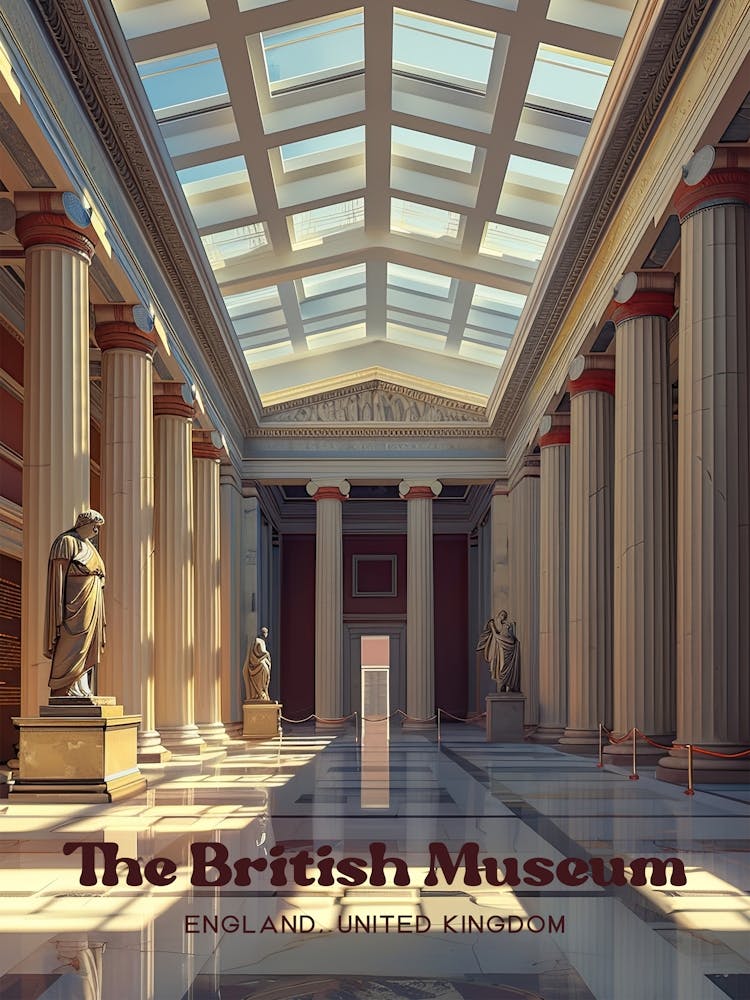 British Museum England Travel Illustration