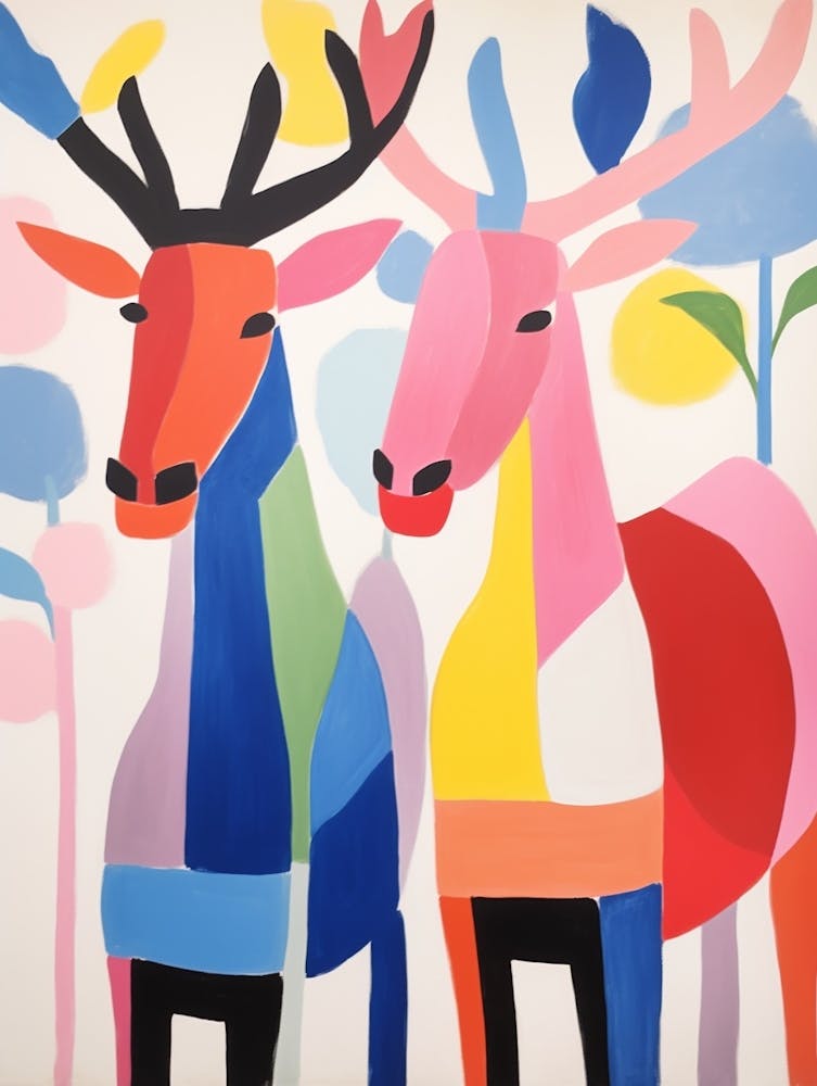 Colourful Kids Animal Art Moose 3