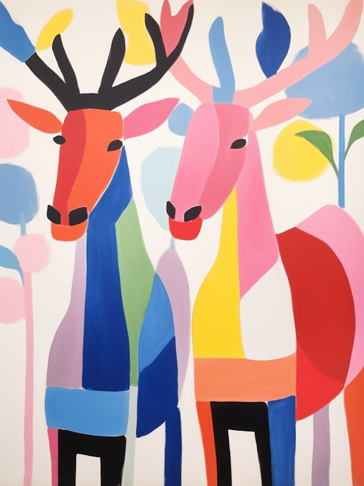 Colourful Kids Animal Art Moose 3