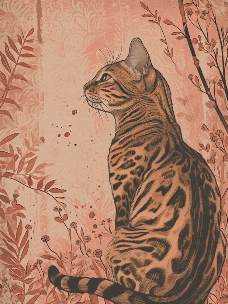 Bengal Cat Japanese Illustration 2