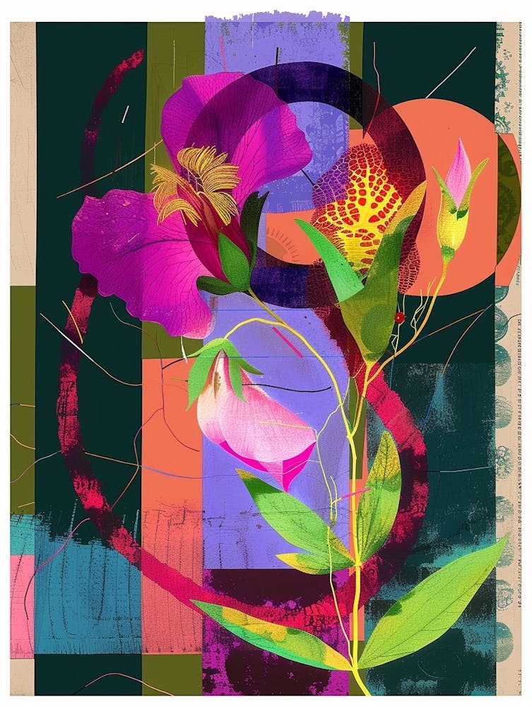 Sweet Pea 2 Neon Flower Collage