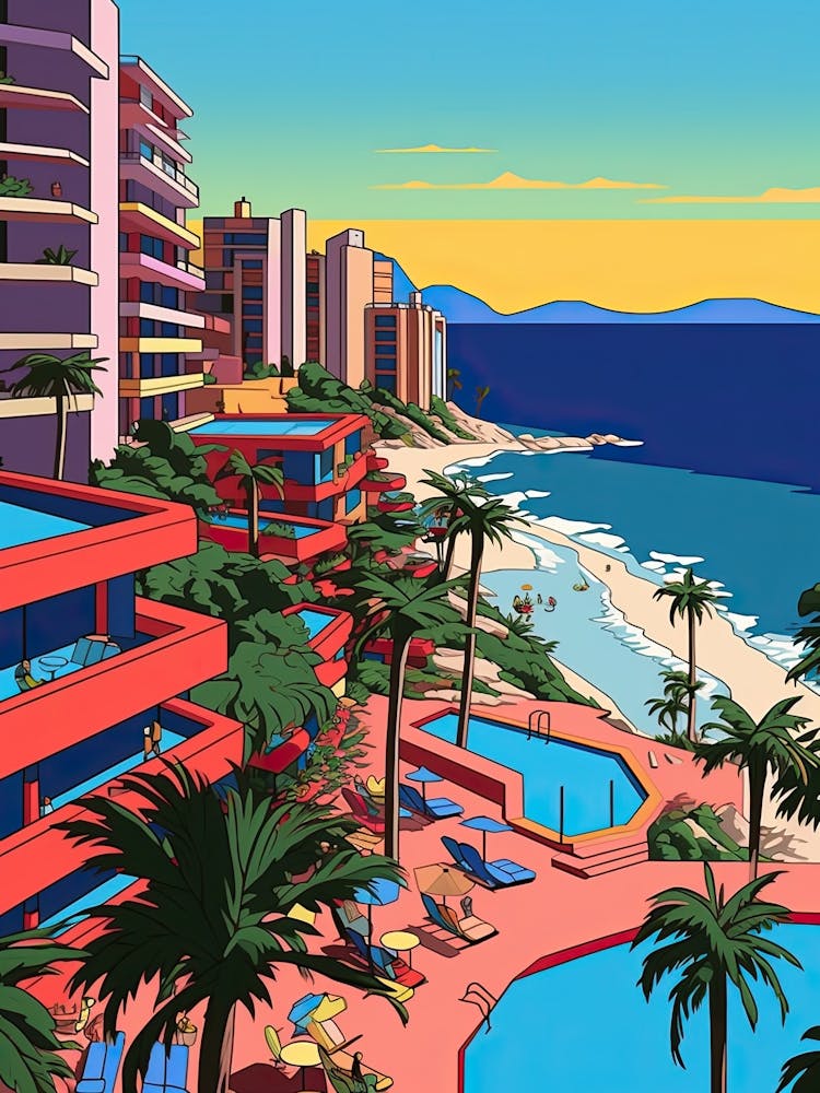 Acapulco, Mexico, Flat Illustration 2
