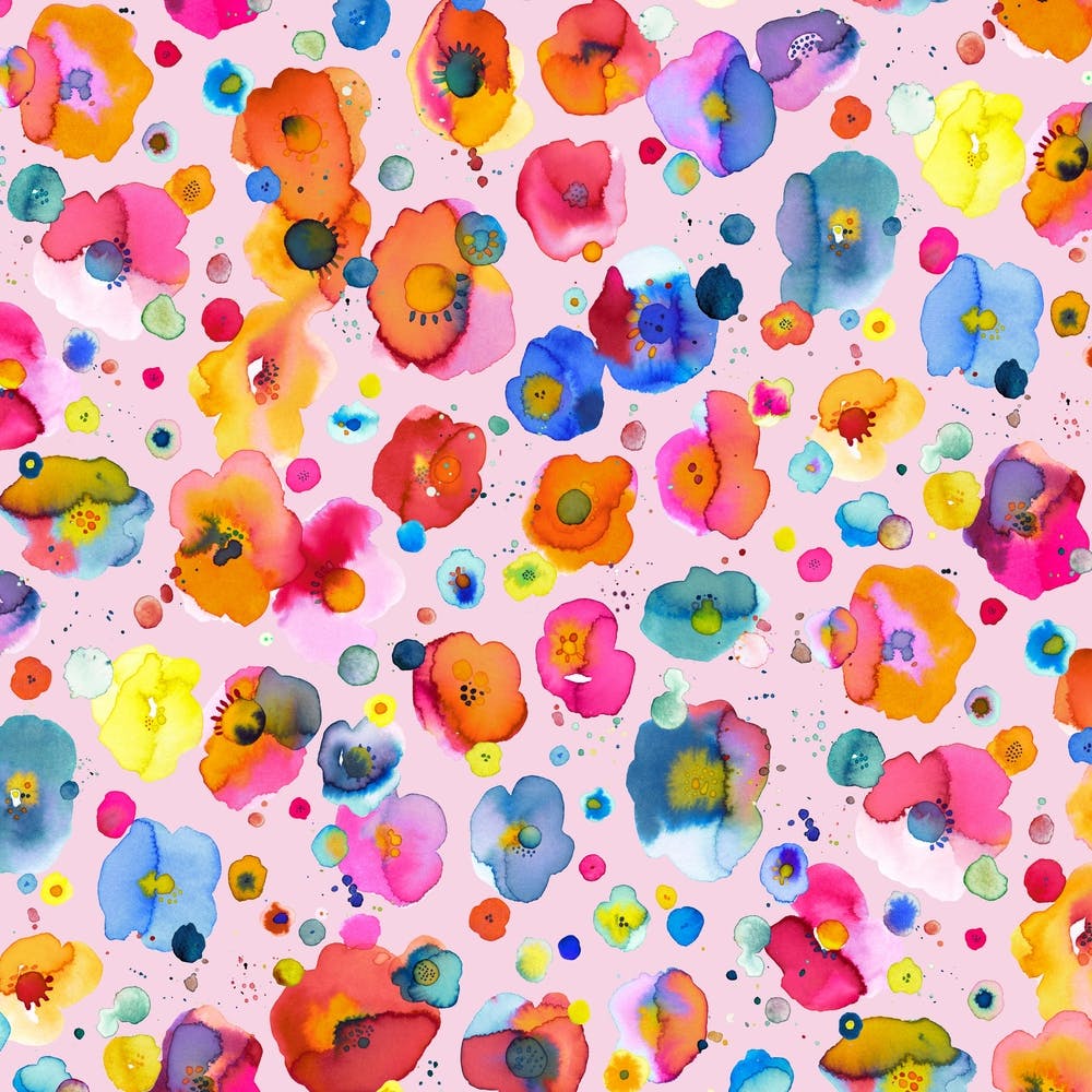 Bohemian Naive Flowers Pink