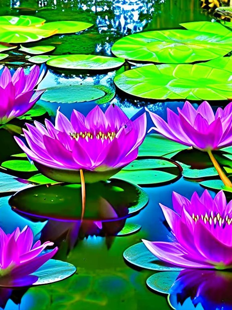 Water Lilies Waterscape Pop Art Photography 1