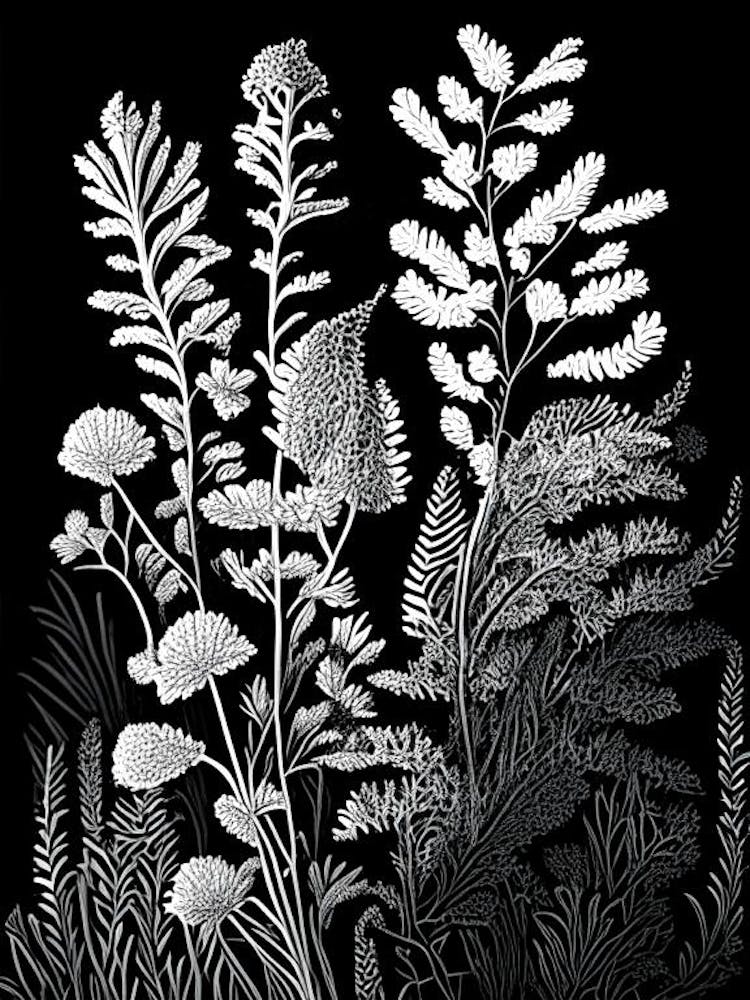 Club Moss Wildflower Linocut 1