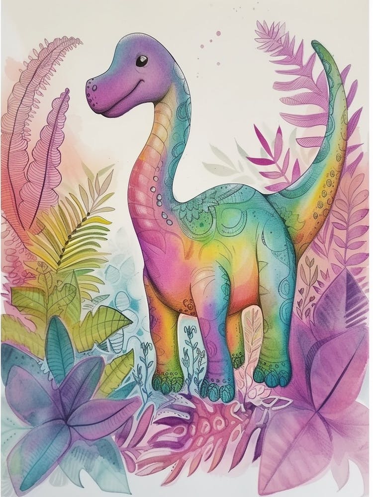 Rainbow Amargasaurus Dinosaur Illustration 2