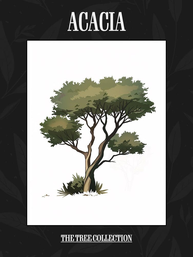 Acacia Tree Pixel Illustration 1 Poster