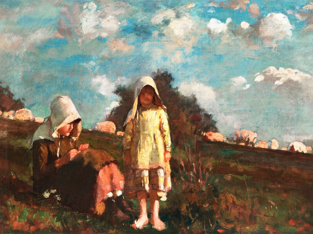 Two Girls With Sunbonnets In A Field (1878), Winslow Homer